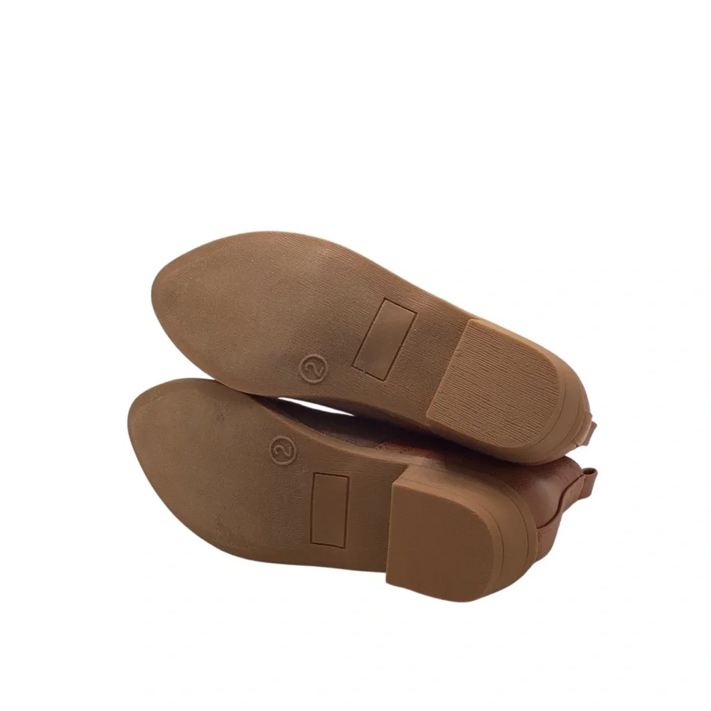 Corkys Girls Shield Bootie Cognac/Beige Faux Leather 1” Heel NIB